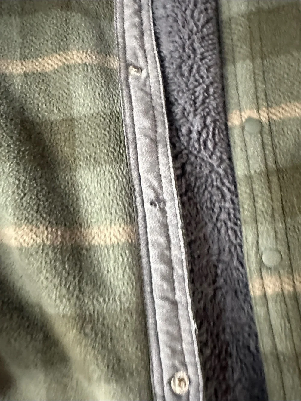 Green Plaid Sherpa-Lined Button-Up Shirt Jacket